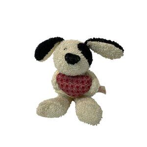VTG Russ Berrie Home Buddies Plush Cream Dog Red Heart Stuffed Animal Toy